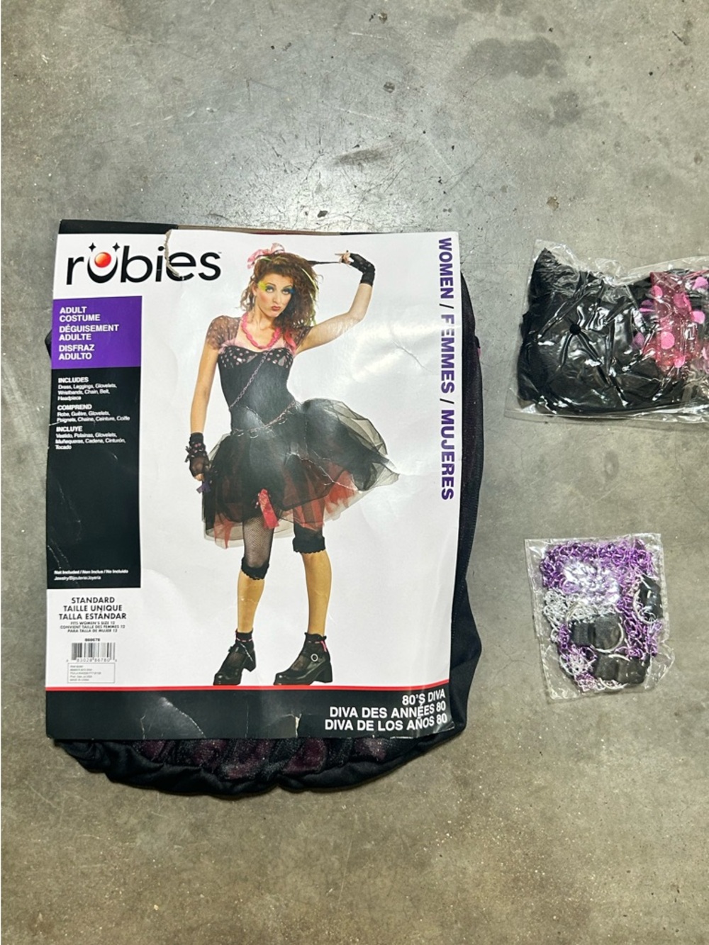 Rubie's 80s Diva Material Girl Black and Pink Costume Set | Women’s Size 10-12